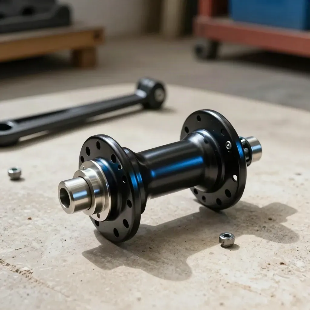 Kit motore posteriore per e-bike su fondo chiaro con raggi e bulloneria